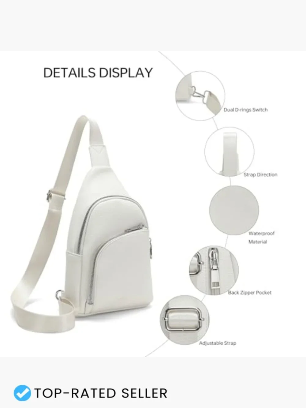 Compact Crossbody Sling Bag Lightweight Travel Backpack Purse Adjustable Strap